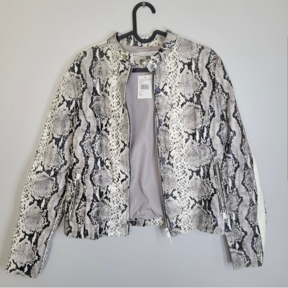 BB Dakota Womens Snake It or Break It Vegan Leather Jacket Medium Snakeskin Moto